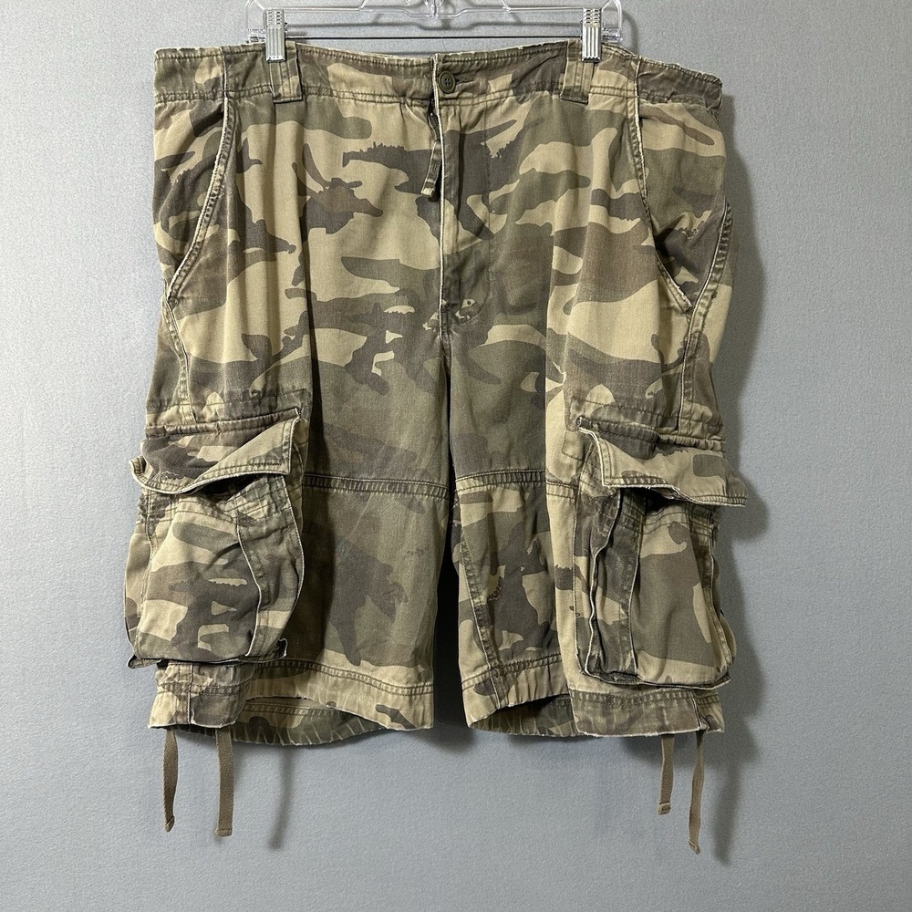 Vtg Y2K No Boundaries Shorts Green Camo Cargo Paratrooper Baggy Men's 40 Fits 42
